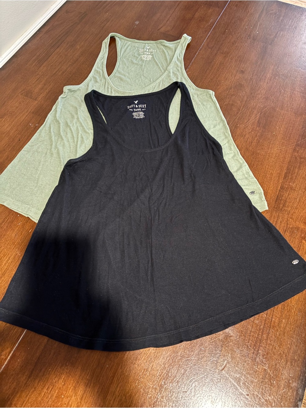 American Eagle Outfitters Racerback Tank Tops — Black & Sage